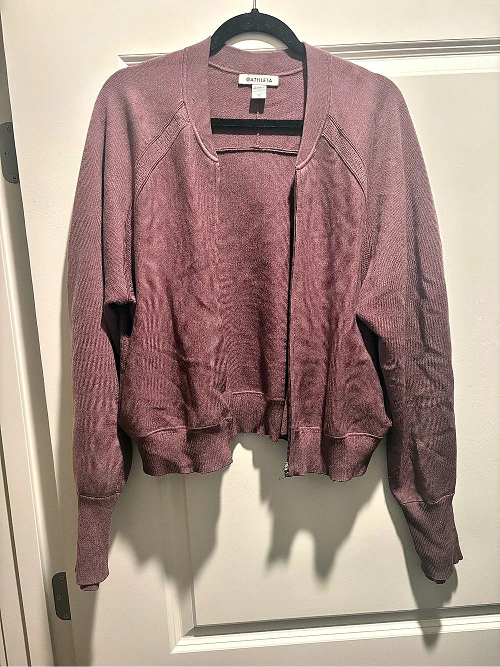 Athleta Form Knit Bomber Sweatshirt Women's Bomber Jacket Purple XL